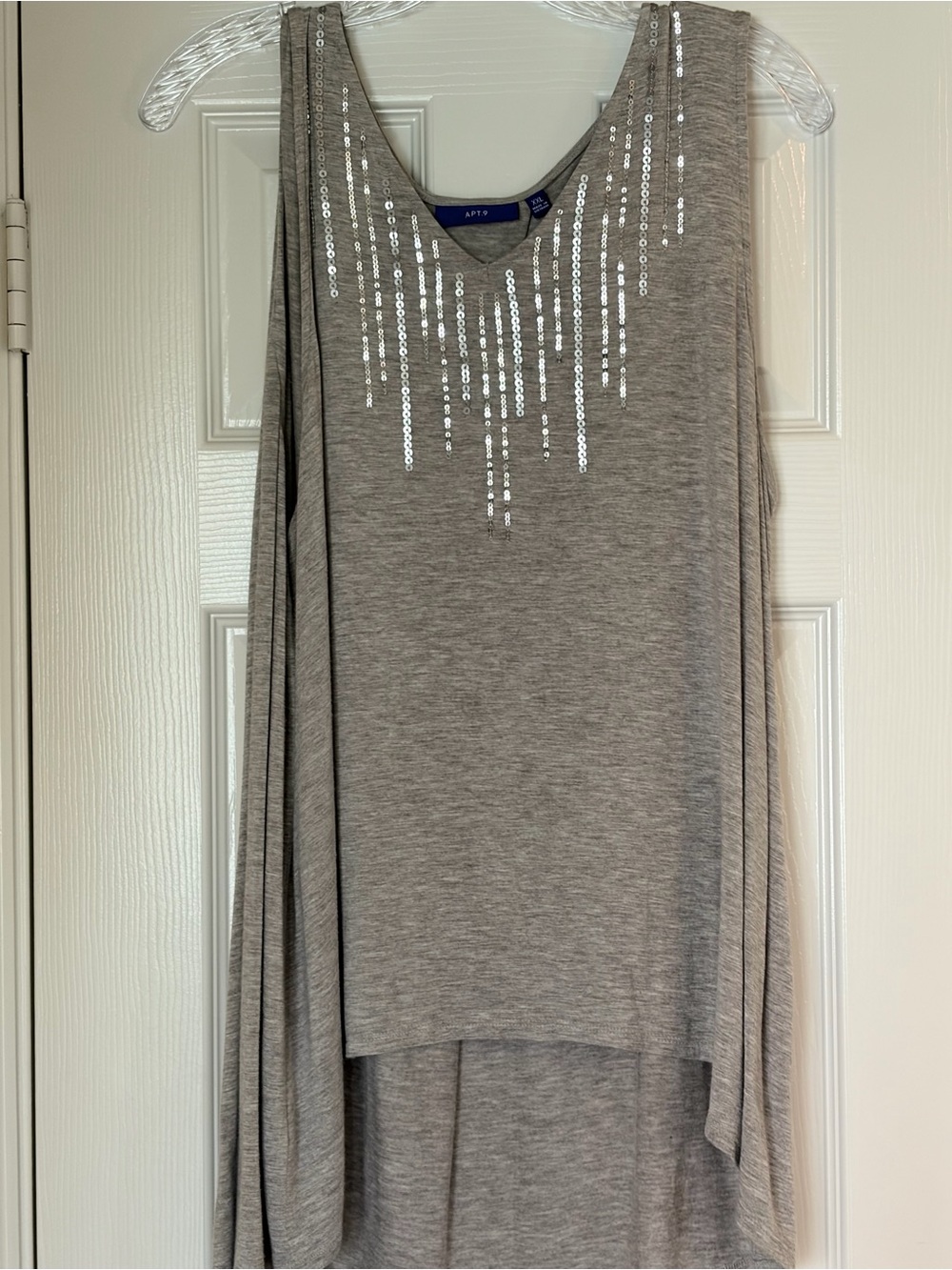Apt. 9 Silver Sequin Grey High-Low Tank Top!